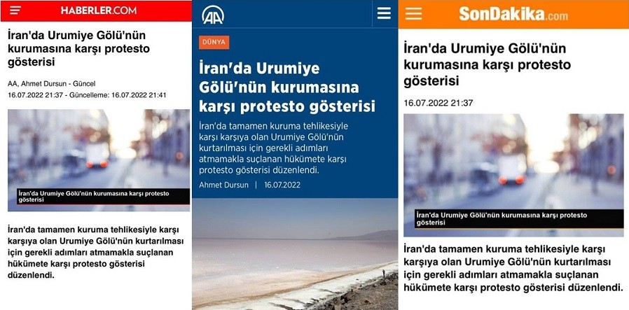 بازتاب اعتراضات ملت آذربایجان جنوبی به خشکاندن دریاچه اورمیه در رسانه های ترکیه