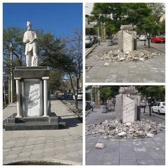 مجسمه «فردوسی» نماد نژاد پرستی در قزوین تخریب شد