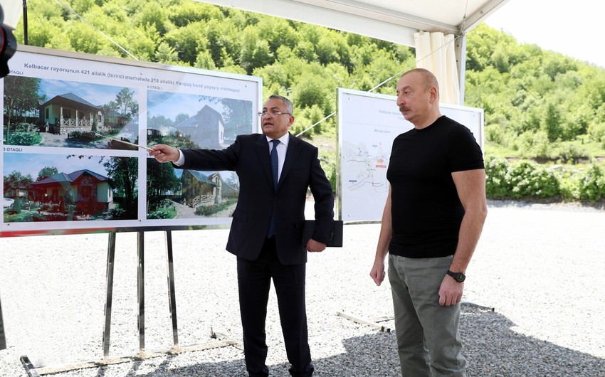 İlham Əliyev Yanşaq kəndinin təməlini qoyub