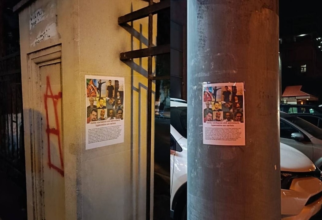 پخش گسترده پوستر در استانبول و باکو درباره فعالان آذربایجان محبوس در زندانهای ایران