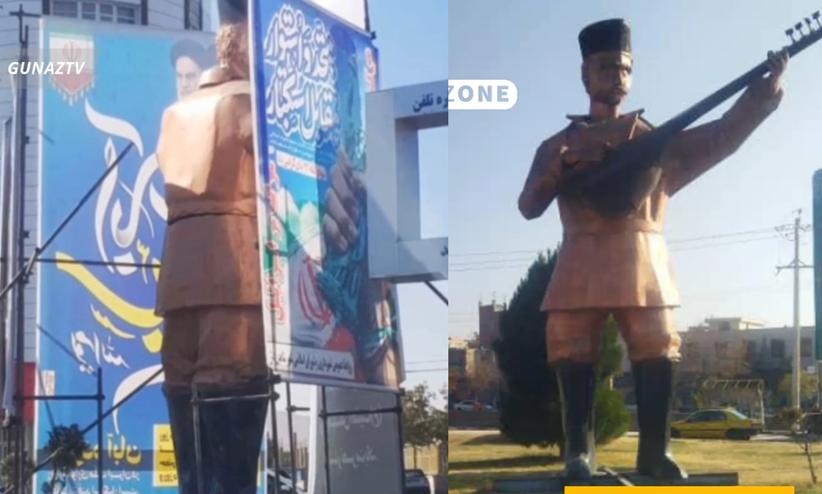 با اعتراض گسترده شهروندان آذربایجانی بنرهای اطراف مجسمه آشیق در سایین‌قالا (شاهین‌دژ) برچیده شد