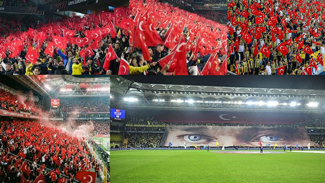 Türkiyə bayrağına hücuma cavab: Kadıköy stadionu bayraqlara büründü