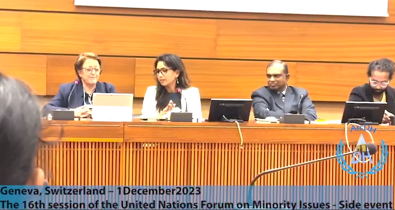 سخنرانی ژاله تبریزی در کنفرانس اقلیت‌های ملی در مقر سازمان ملل در ژنو