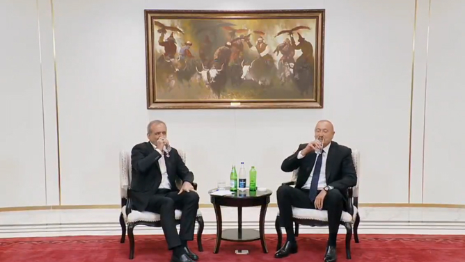 Pezeshkian və Əliyev Bişkekdə səmimi söhbət etdilər: “Azərbaycan suyundan da için” (VİDEO)