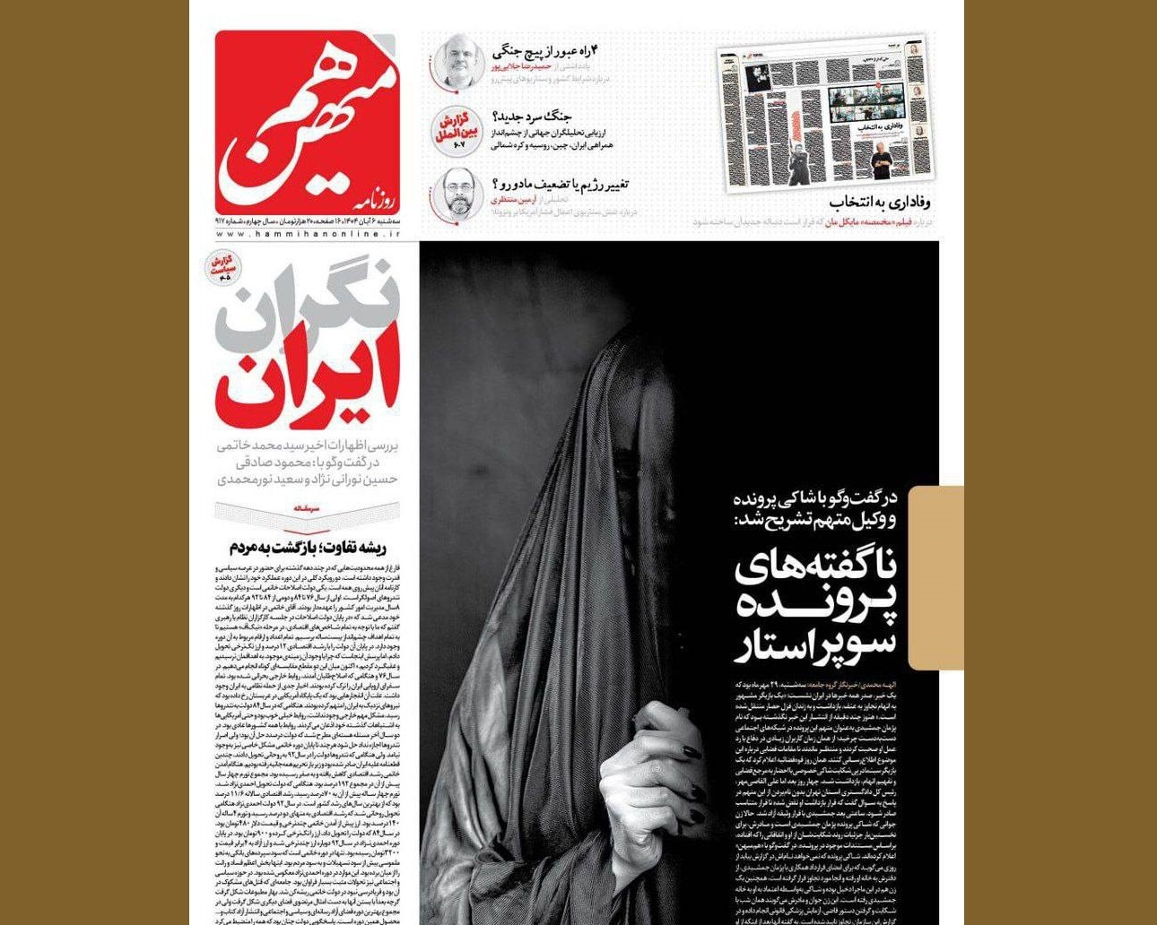 وب‌سایت هم‌میهن به دلیل استفاده از تصویر زن محجبه در گزارش مربوط به تجاوز پژمان جمشیدی به یک زن جوان