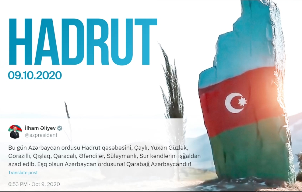 Hadrutun azad edilməsindən 4 il ötür