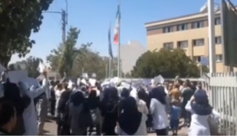 Medical workers staged a protest in Tabriz