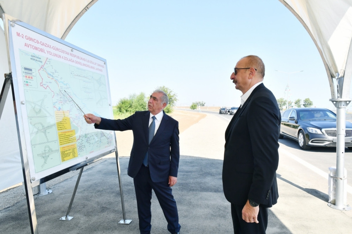 Prezident Bakı-Qazax-Gürcüstan yolunun Gəncə-Qazaxbəyli hissəsinin açılışında iştirak edib