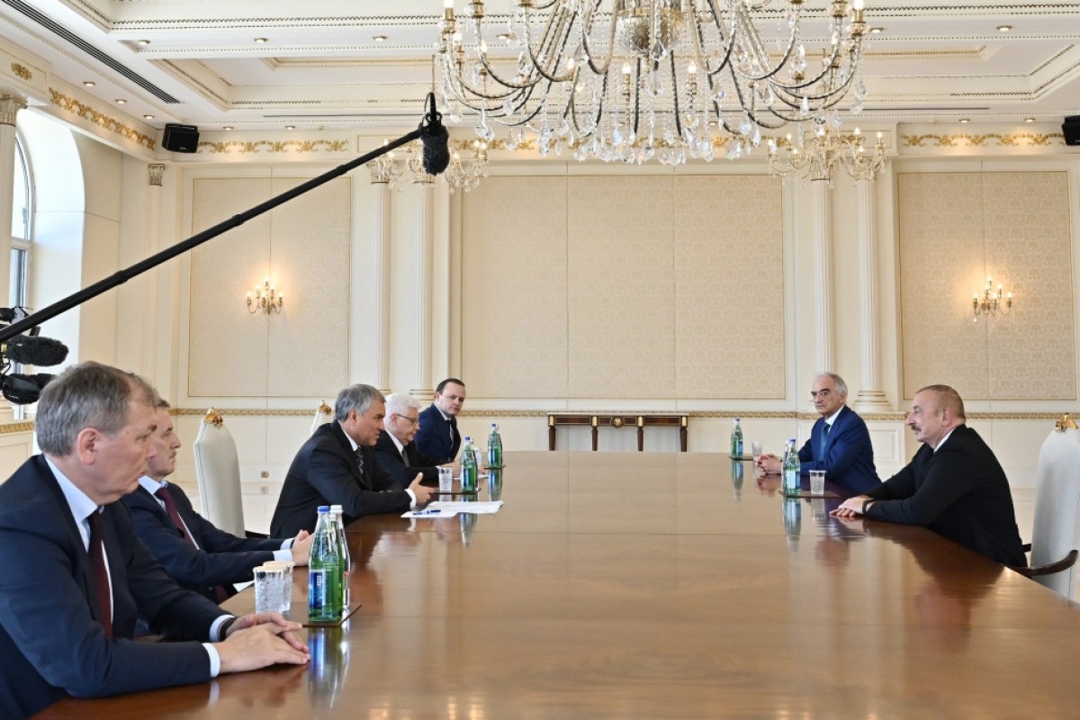 Prezident İlham Əliyev Rusiya Dövlət Dumasının Sədrini qəbul edib