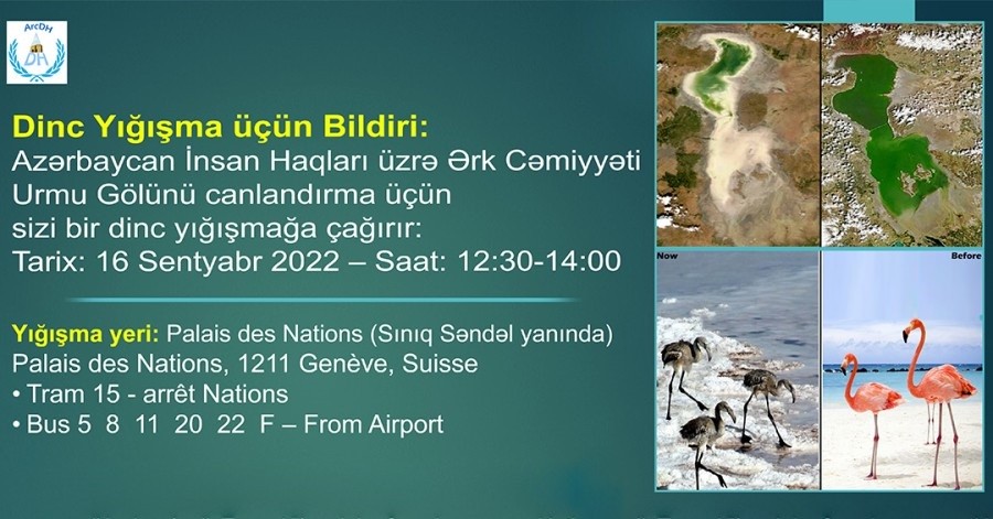 "Ərk"-Azərbaycan İnsan Hüquqları Cəmiyyəti "Urmu gölünü xilas edək" aksiyasına çağırış edib