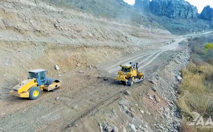 Qubadlı-Eyvazlı avtomobil yolunun inşası sürətlə davam edir-VİDEO